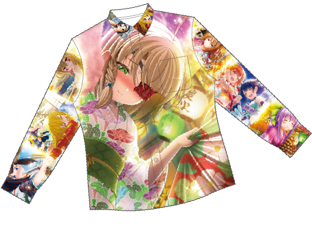 総柄萌えカットインシャツ