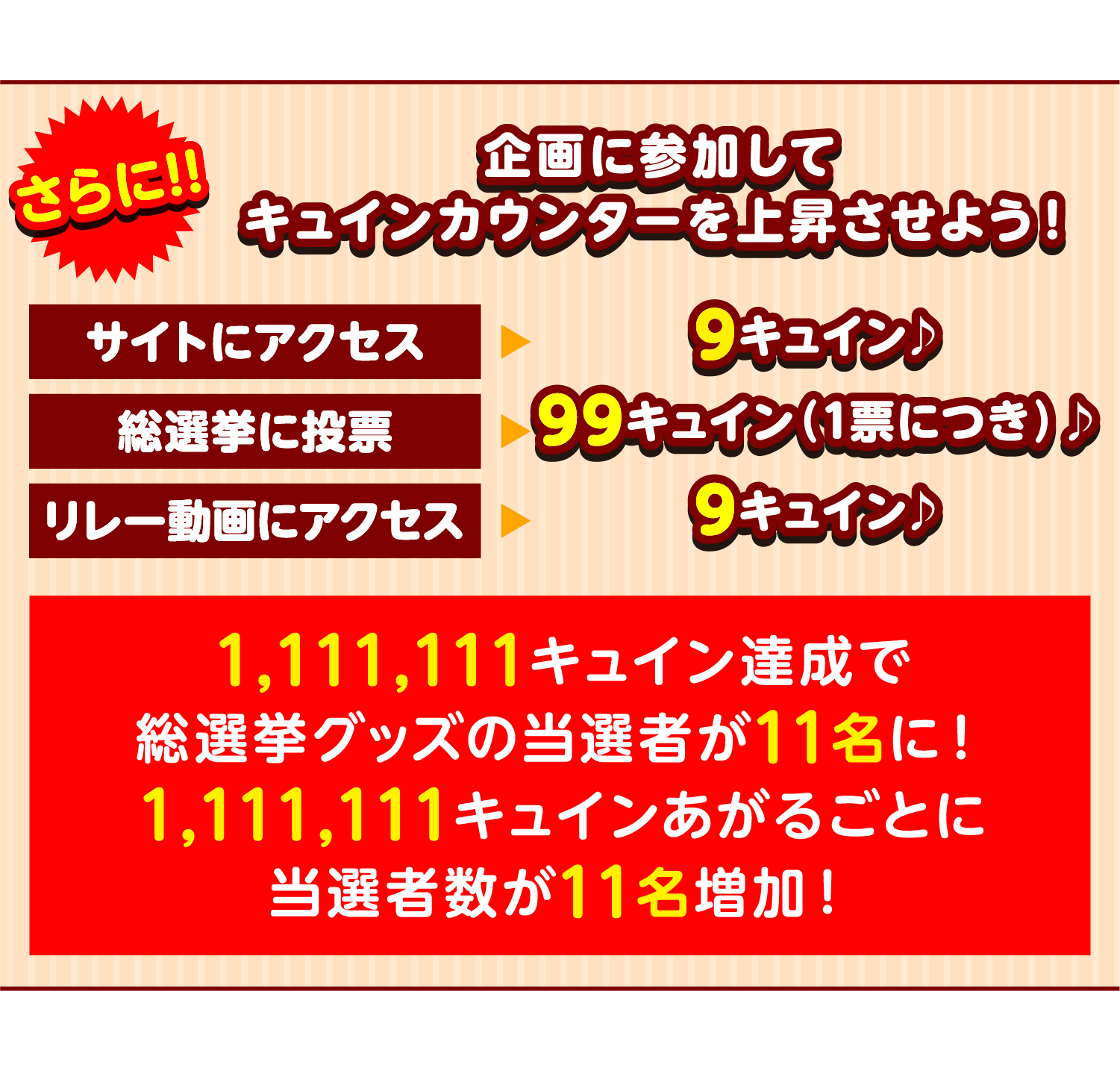 さらに!!企画に参加してキュインカウンターを上昇させよう！